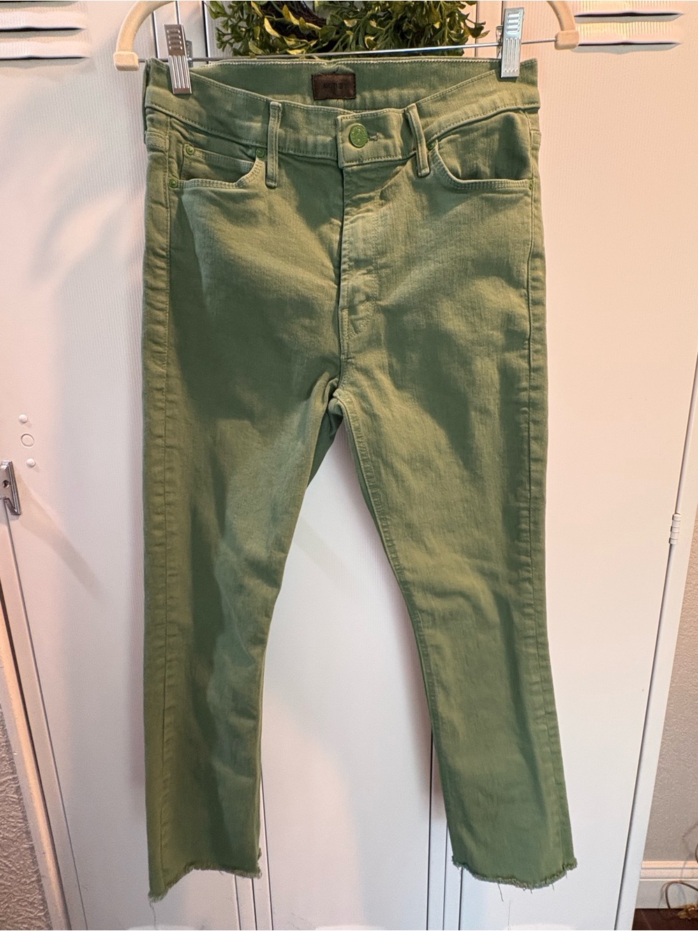 MOTHER Denim The Mid Rise Dazzler Ankle Fray Jeans Sz 30 Pretty Green - Picture 2 of 6
